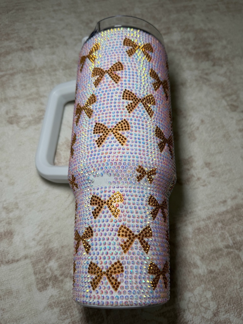 Simply Southern 40 oz Rhinestone Iridescent Bow Accent Tumbler with Handle - Picture 7 of 12